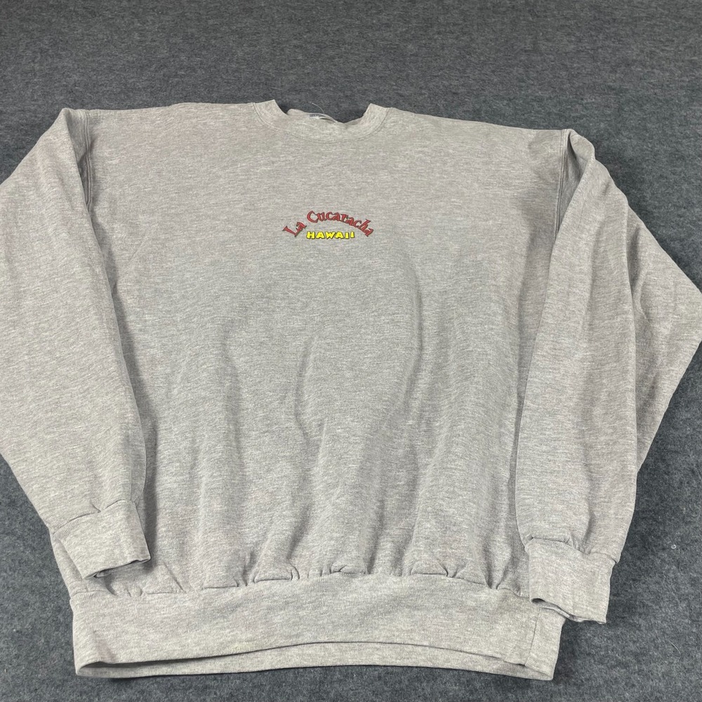 VTG Hanes Sweatshirt Mens Large Gray Crewneck Pullover Waikiki Mexican Grill 90s - Picture 2 of 12